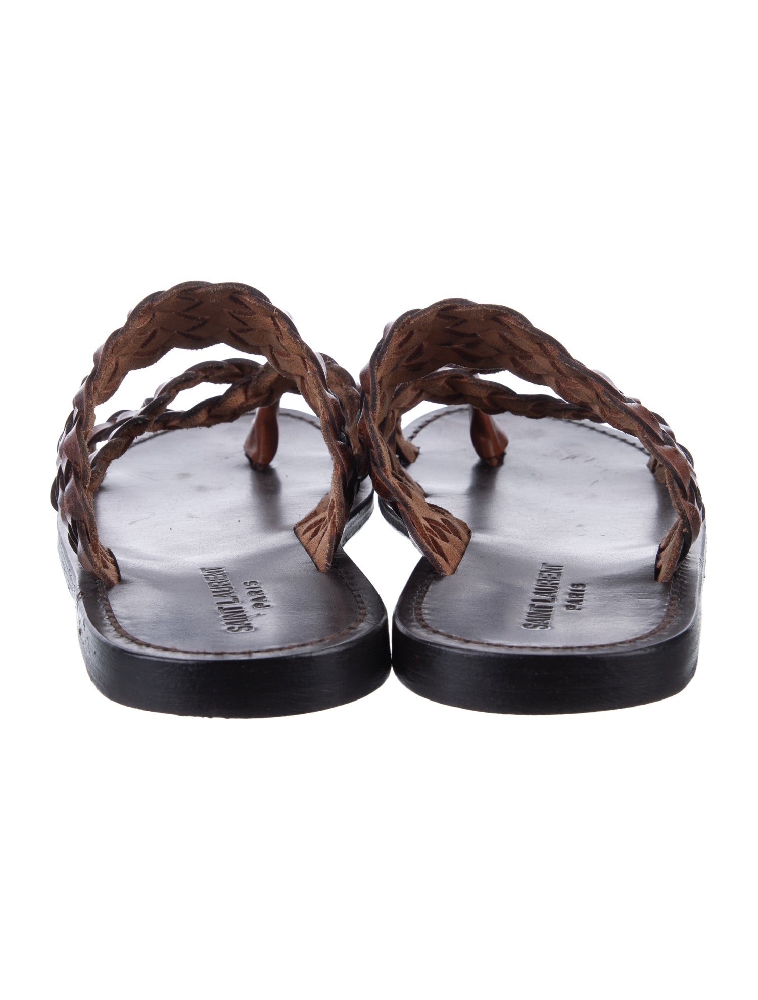 Saint Laurent Leather Braided Accents Slides