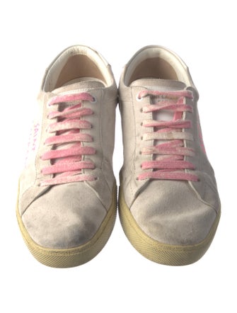 Saint Laurent Suede Graphic Print Sneakers