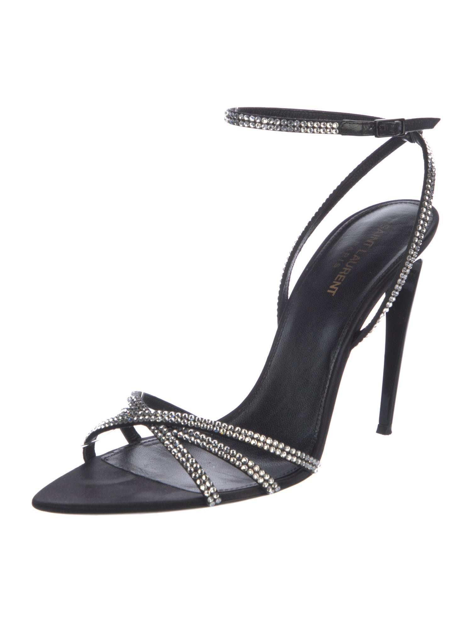 Saint Laurent Satin Camouflage Print Slingback Sandals