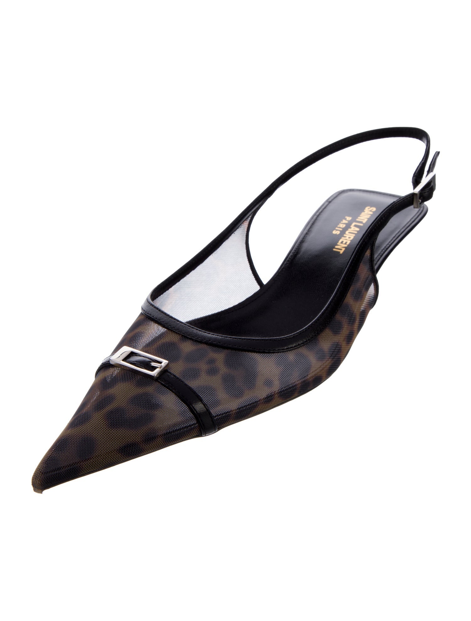 Saint Laurent Mesh Animal Print Slingback Pumps