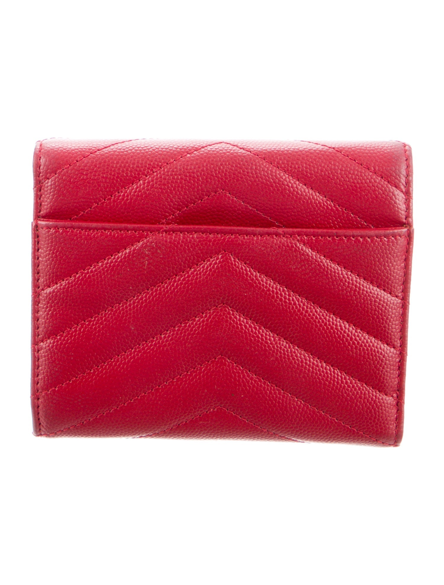 Saint Laurent 2018 Monogram Chevron Matelassé Trifold Compact Wallet