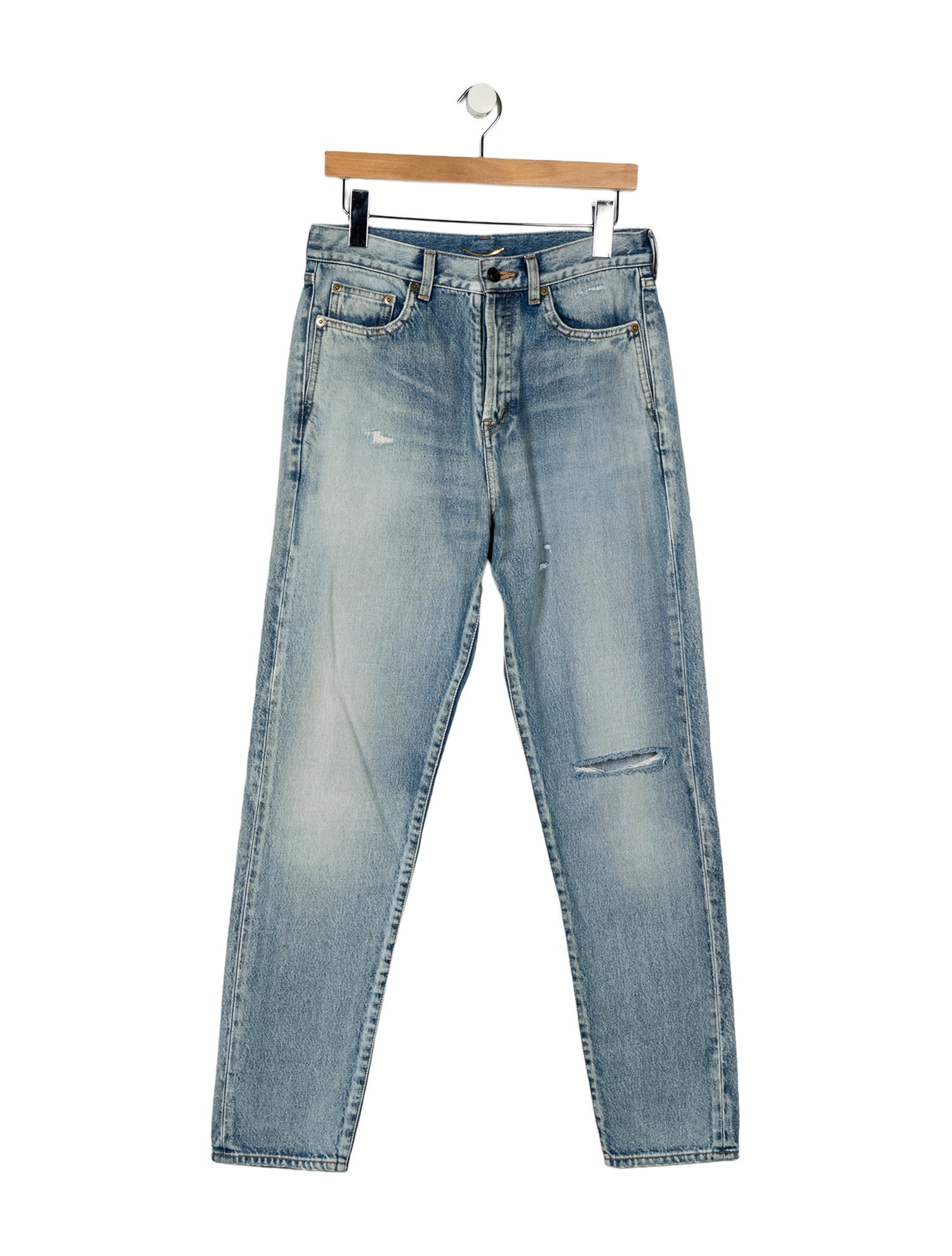Saint Laurent High-Rise Straight Leg Jeans