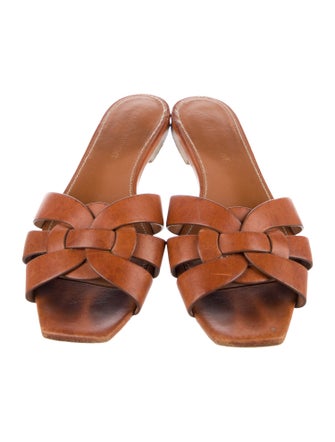 Saint Laurent Leather Cutout Accent Slides