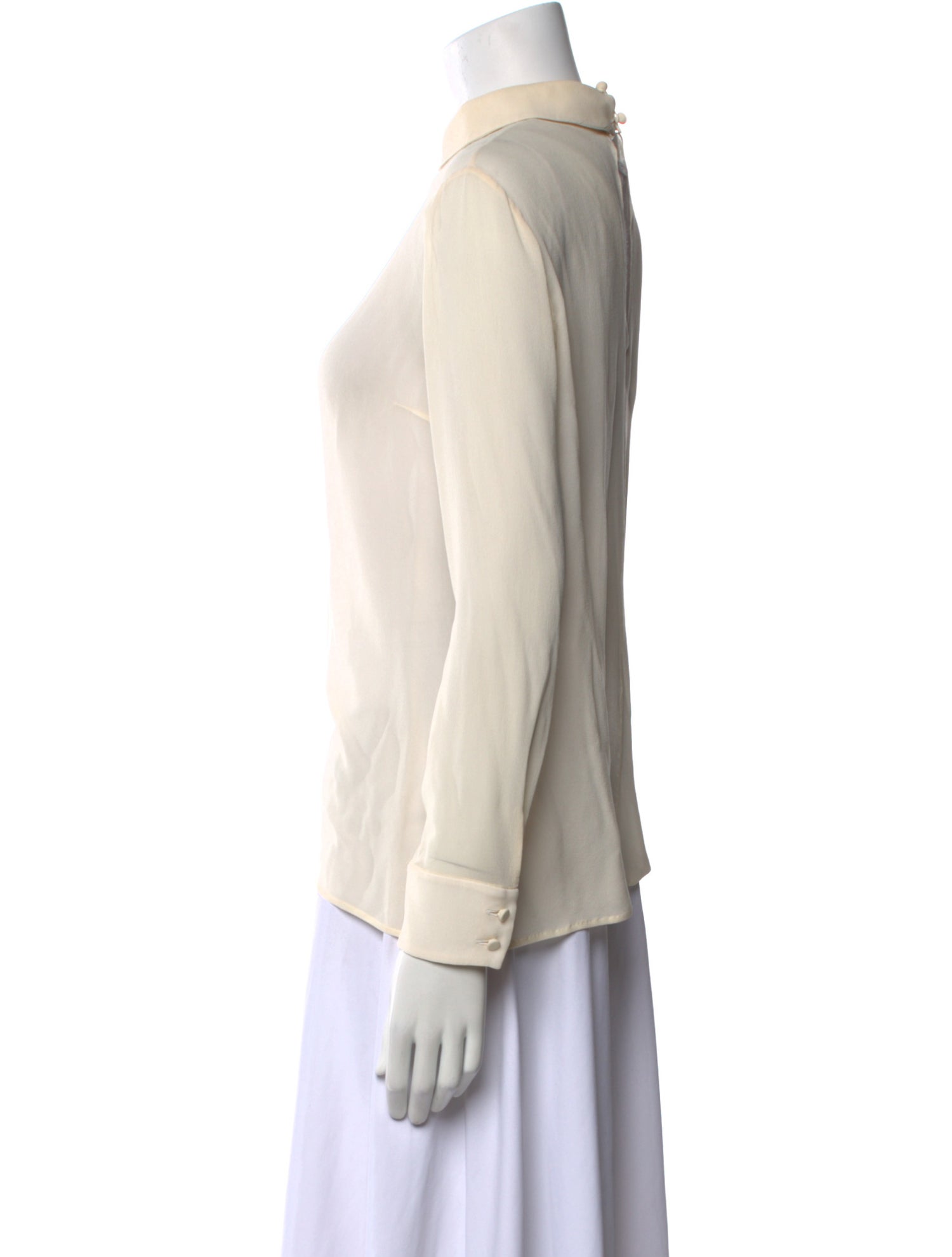 Saint Laurent Mock Neck Long Sleeve Blouse