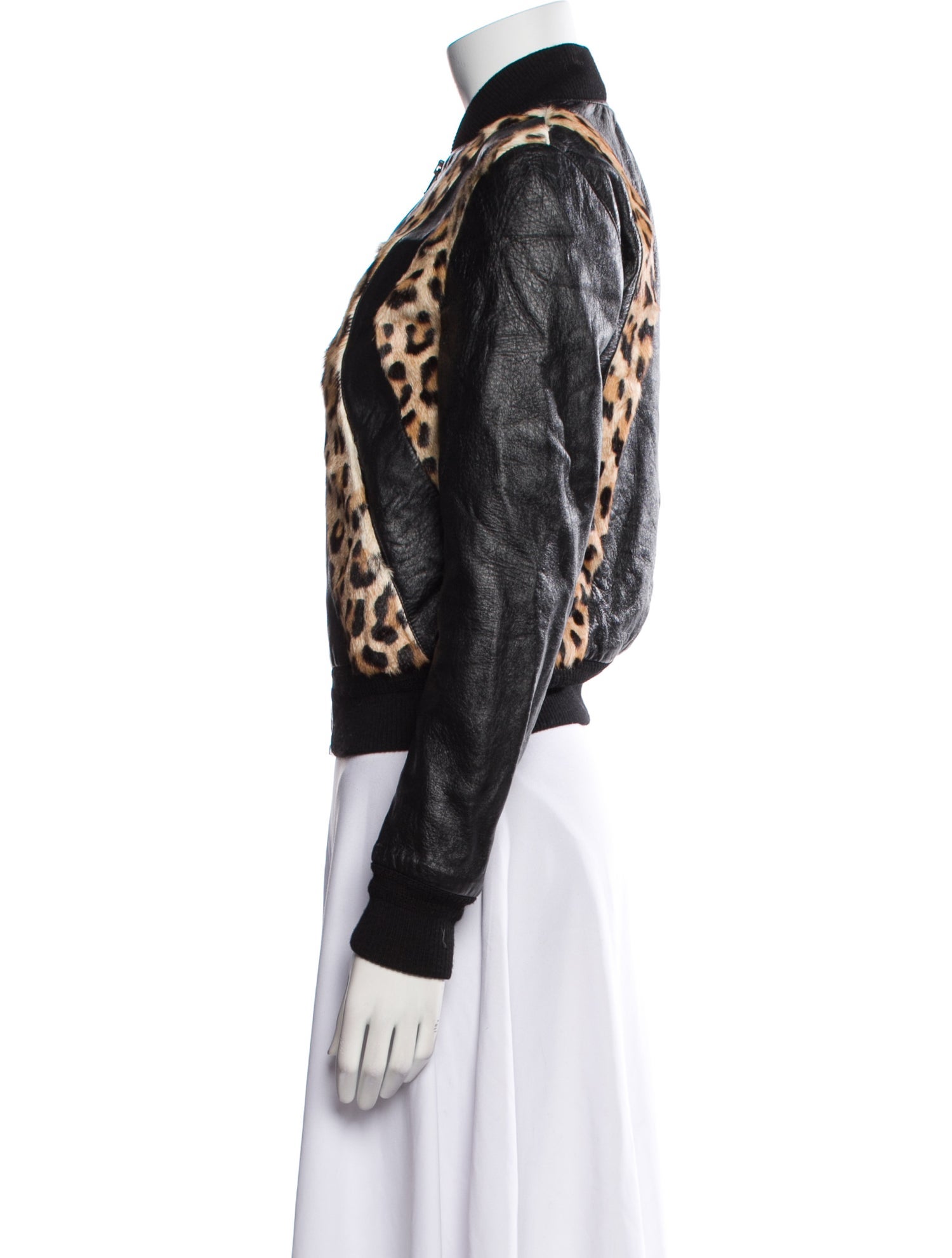 Saint Laurent Lambskin Animal Print Biker Jacket