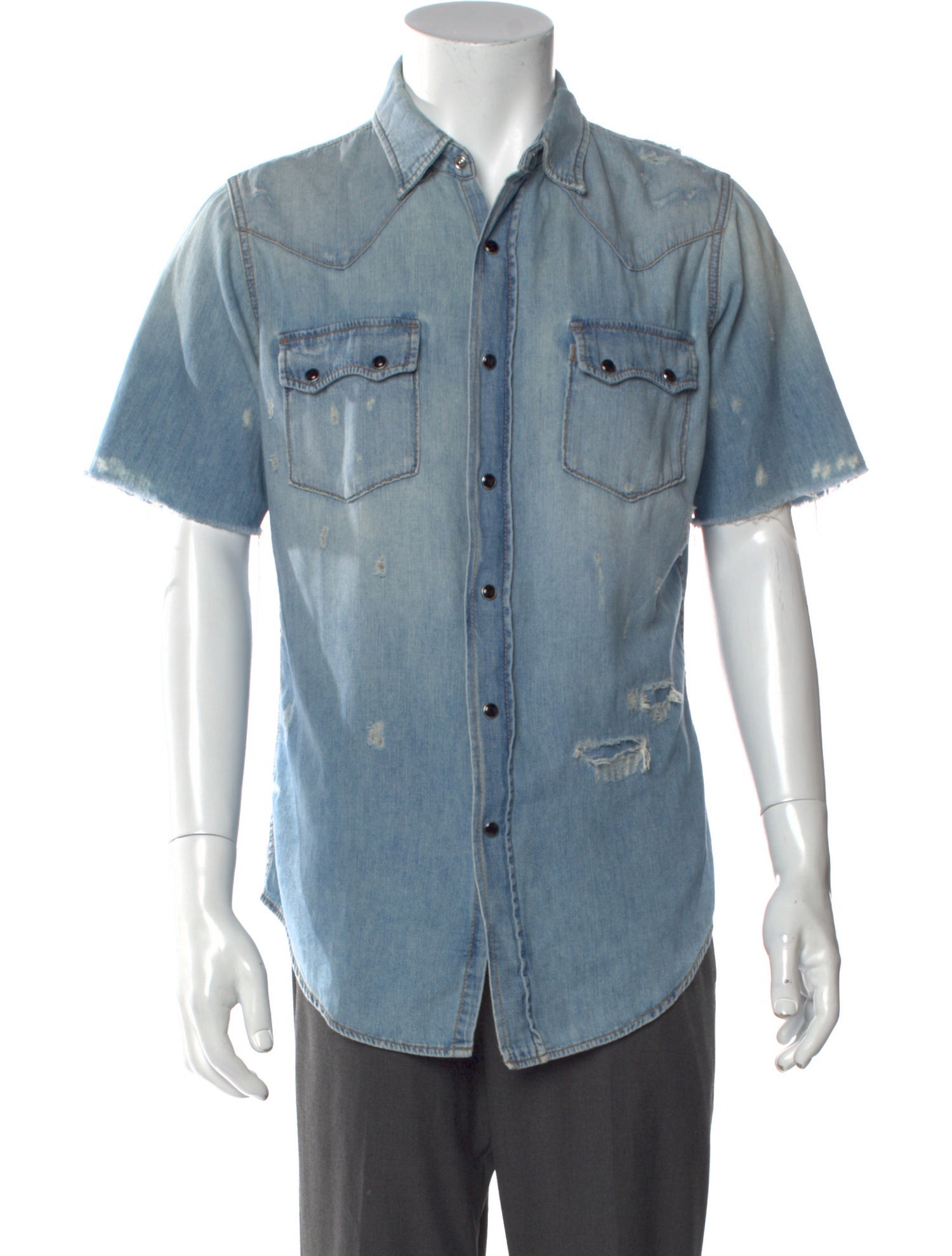 Saint Laurent 2018 Distressed Denim Shirt