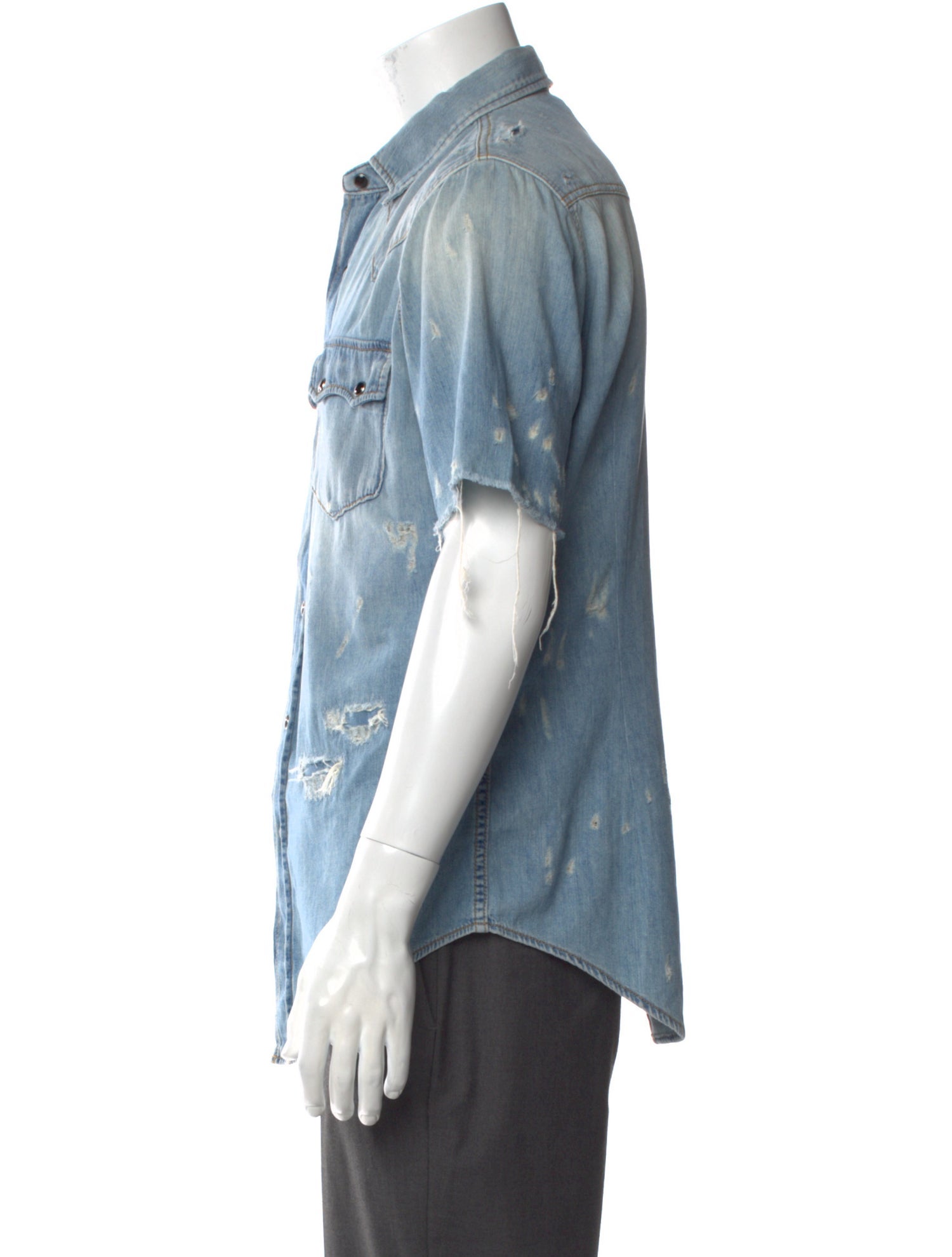 Saint Laurent 2018 Distressed Denim Shirt