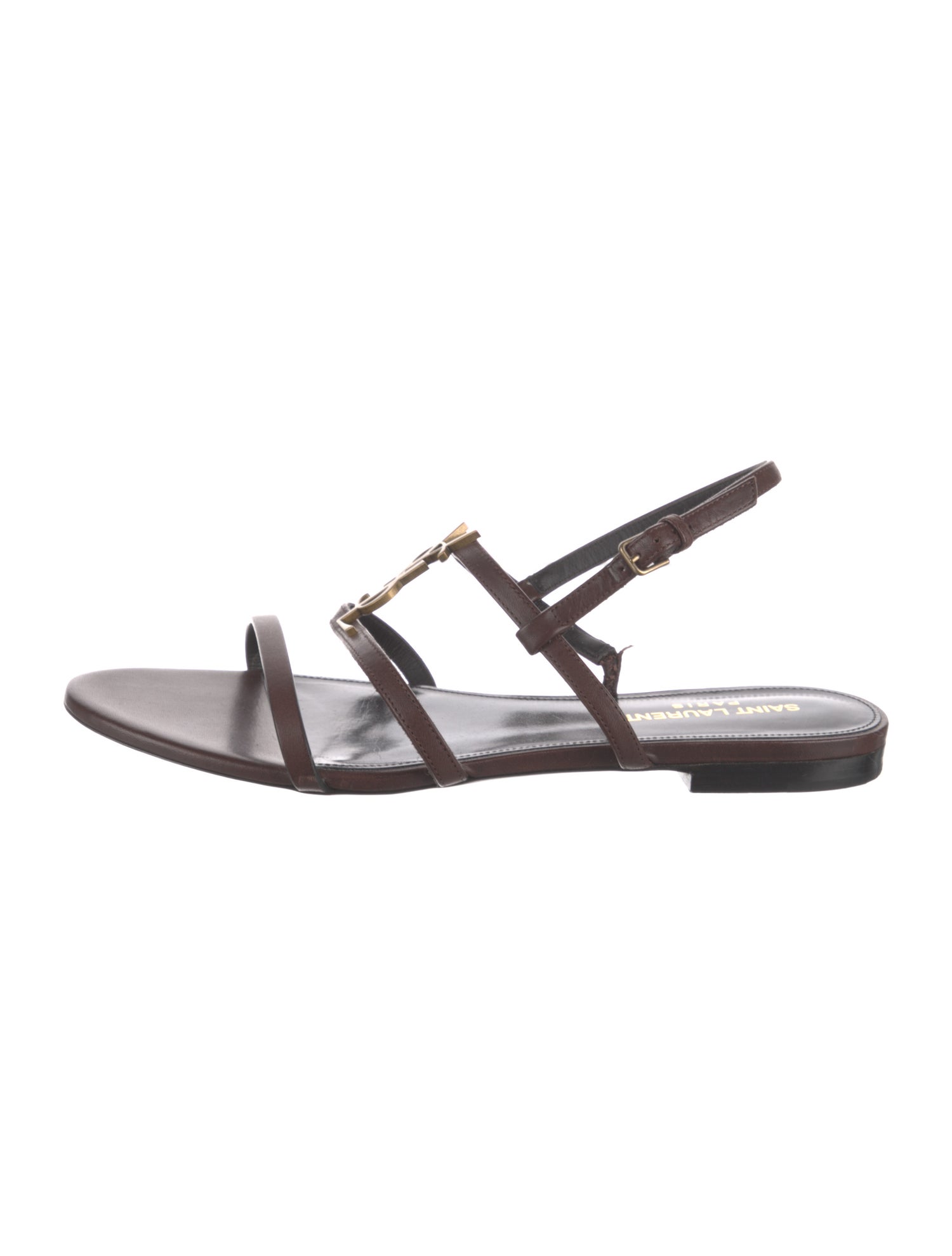 Saint Laurent Signature Logo Leather Slingback Sandals