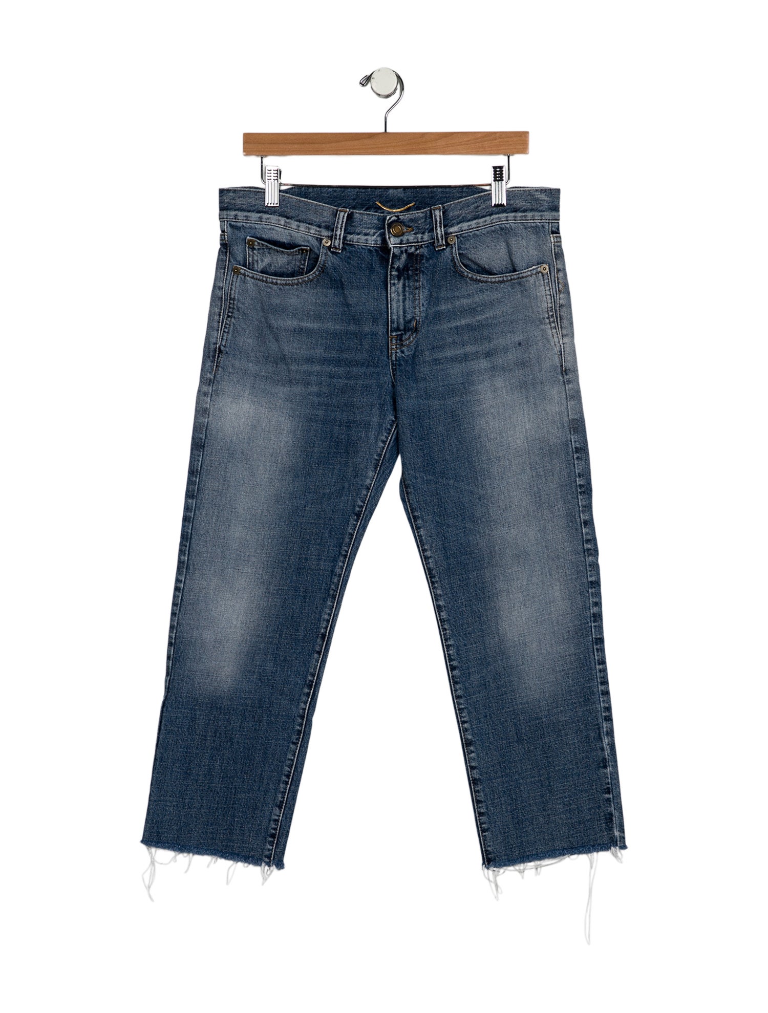 Saint Laurent Mid-Rise Straight Leg Jeans