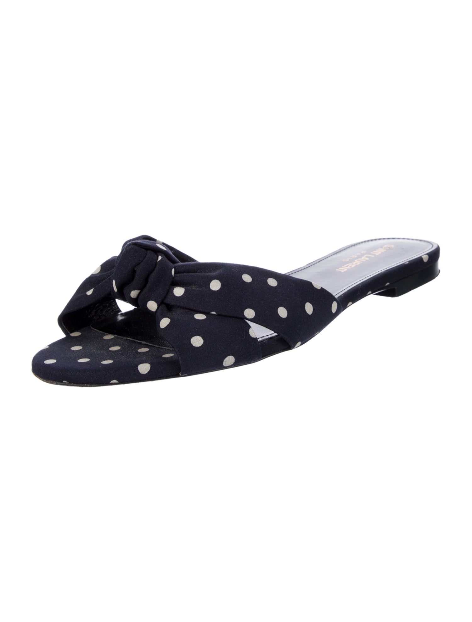 Saint Laurent Canvas Polka Dot Print Slides