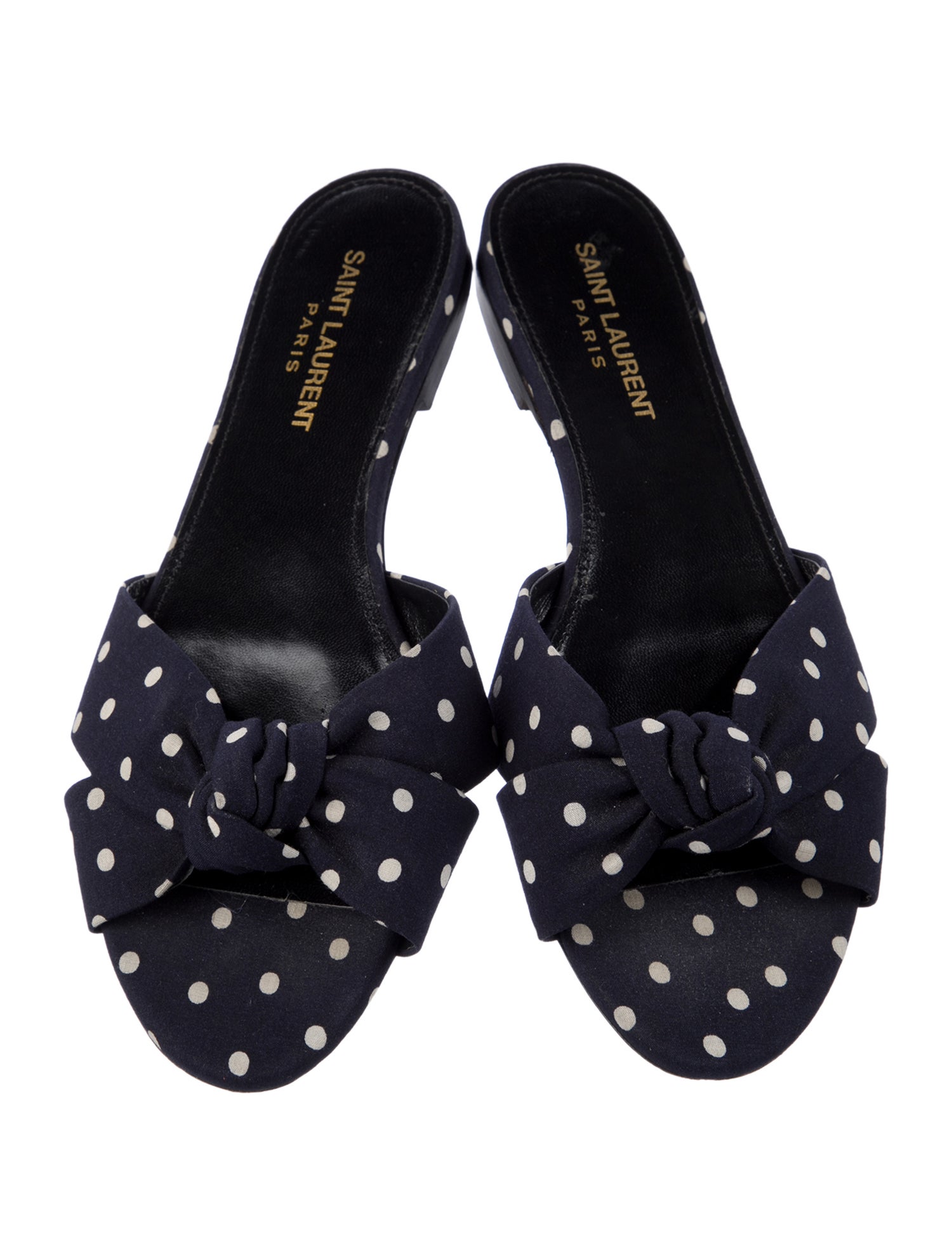 Saint Laurent Canvas Polka Dot Print Slides