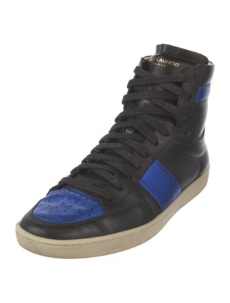 Saint Laurent Leather Colorblock Pattern Sneakers