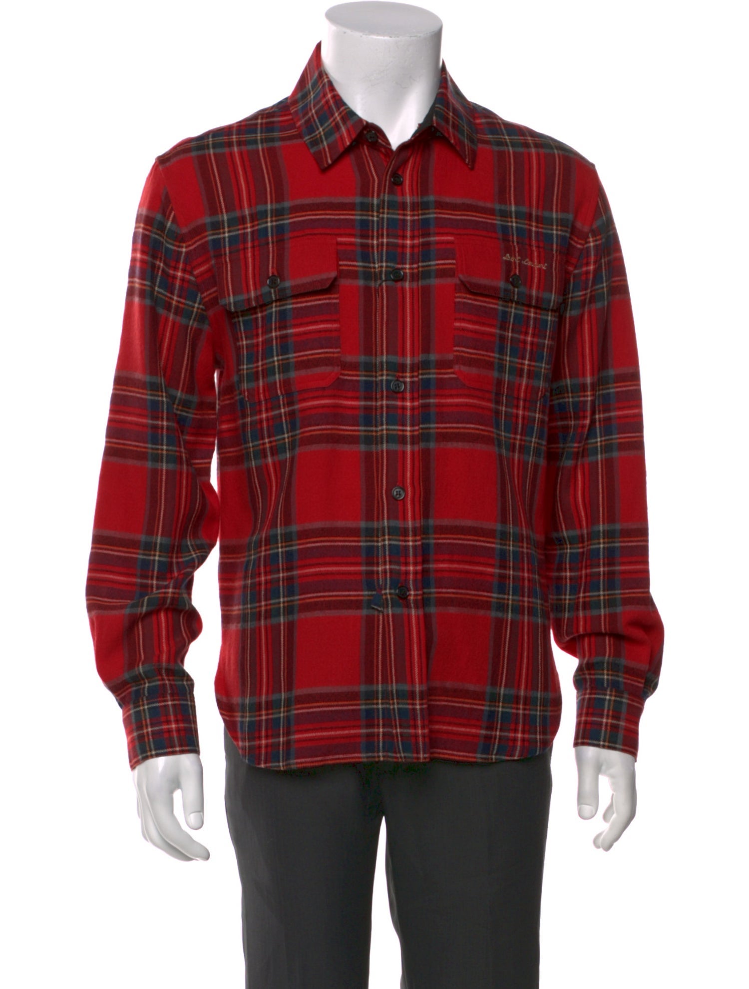 Saint Laurent 2020 Tartan Check Long Sleeve Shirt w/ Tags