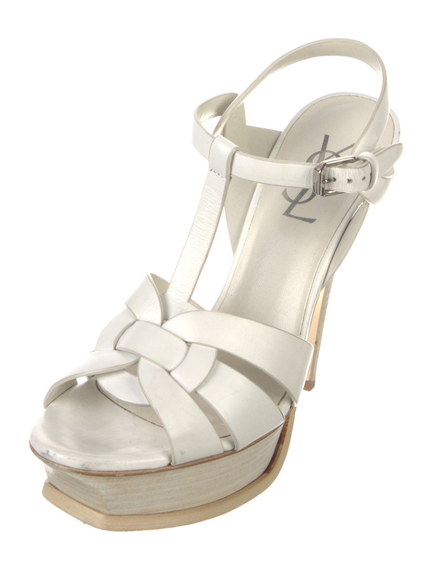Saint Laurent Tribute Leather T-Strap Sandals