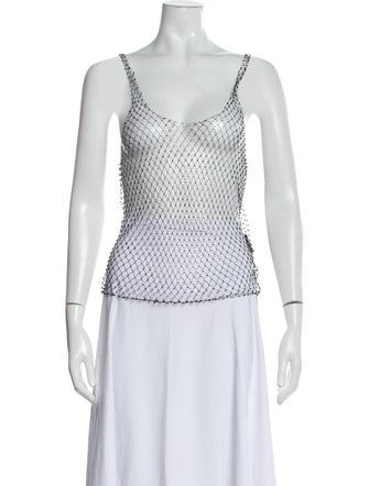 Saint Laurent Polka Dot Print Scoop Neck Top