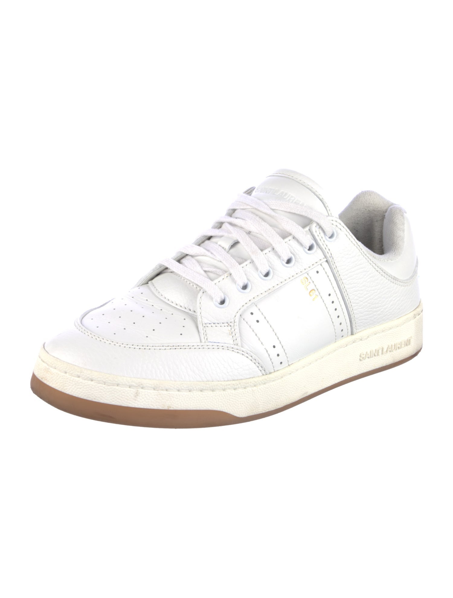 Saint Laurent Leather Lasercut Accents Sneakers