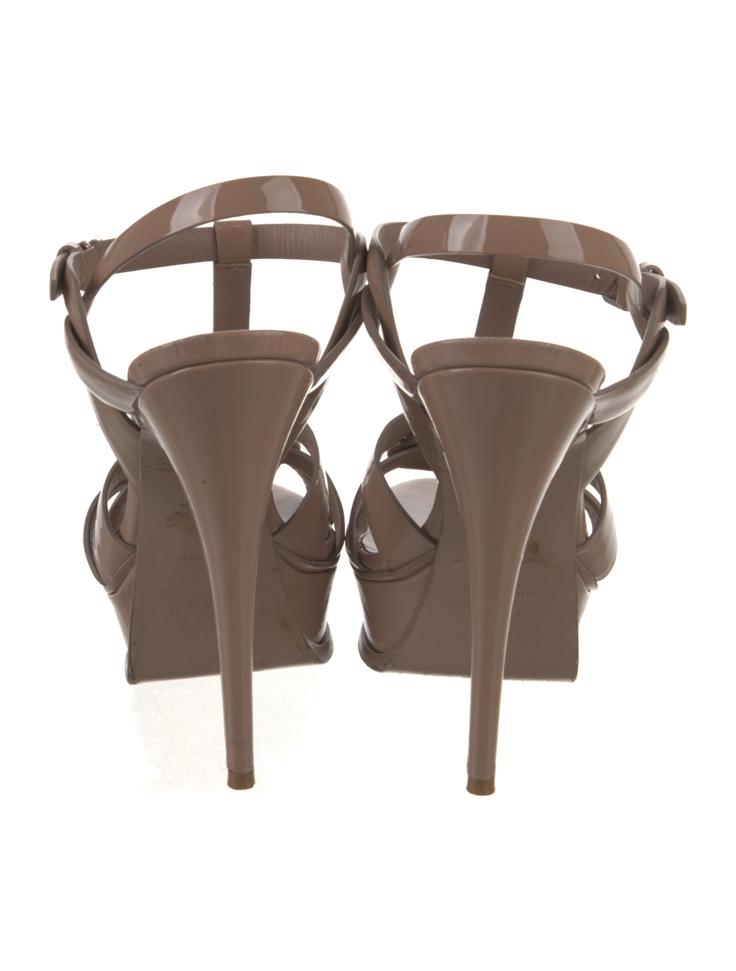 Saint Laurent Patent Leather T-Strap Sandals