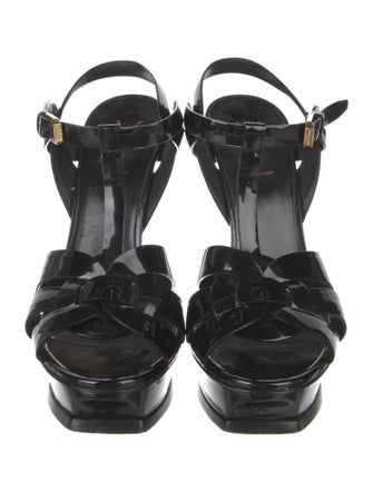 Saint Laurent Patent Leather T-Strap Sandals