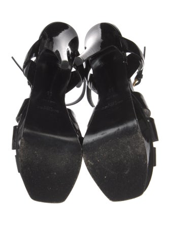 Saint Laurent Patent Leather T-Strap Sandals