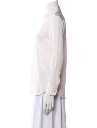 Saint Laurent Silk Long Sleeve Button-Up Top