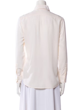 Saint Laurent Silk Long Sleeve Button-Up Top