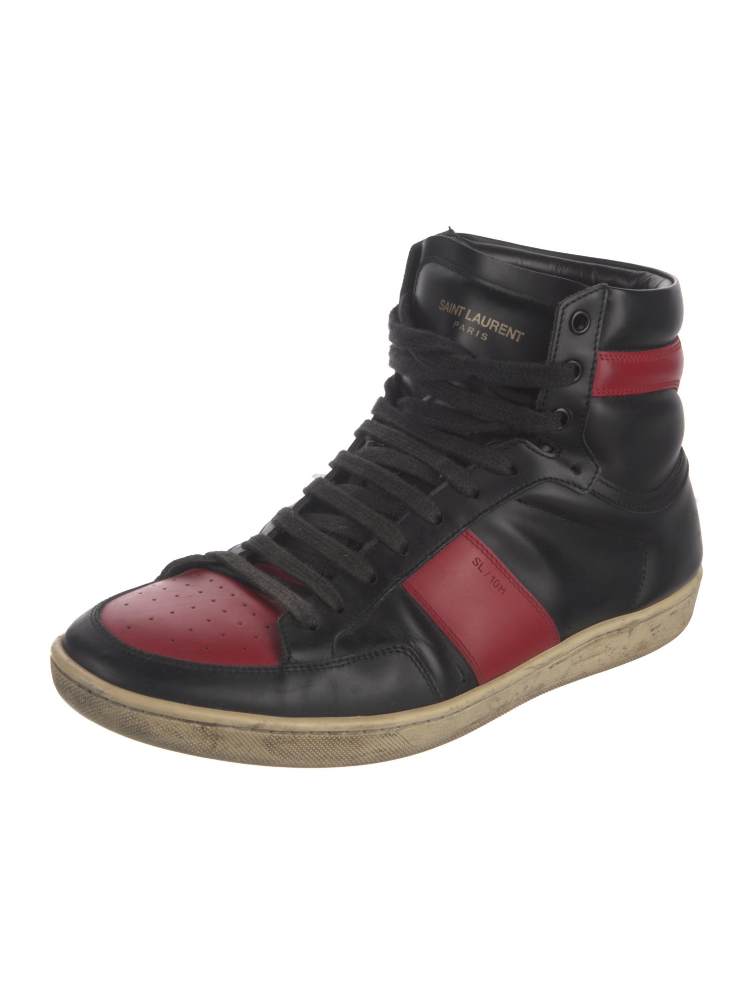 Saint Laurent Leather Colorblock Pattern Sneakers