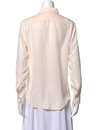 Saint Laurent Silk Long Sleeve Button-Up Top