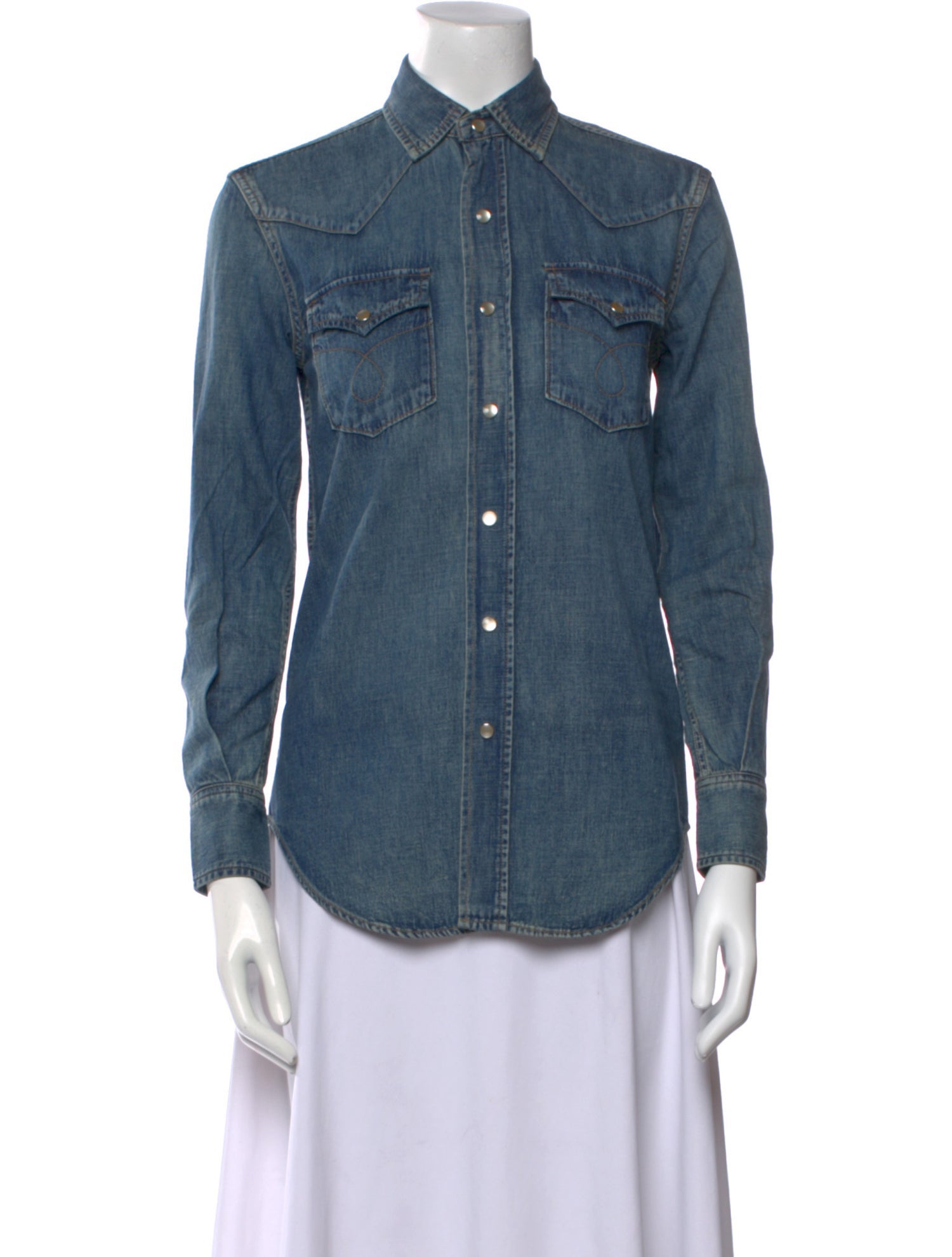 Saint Laurent Long Sleeve Button-Up Top w/ Tags