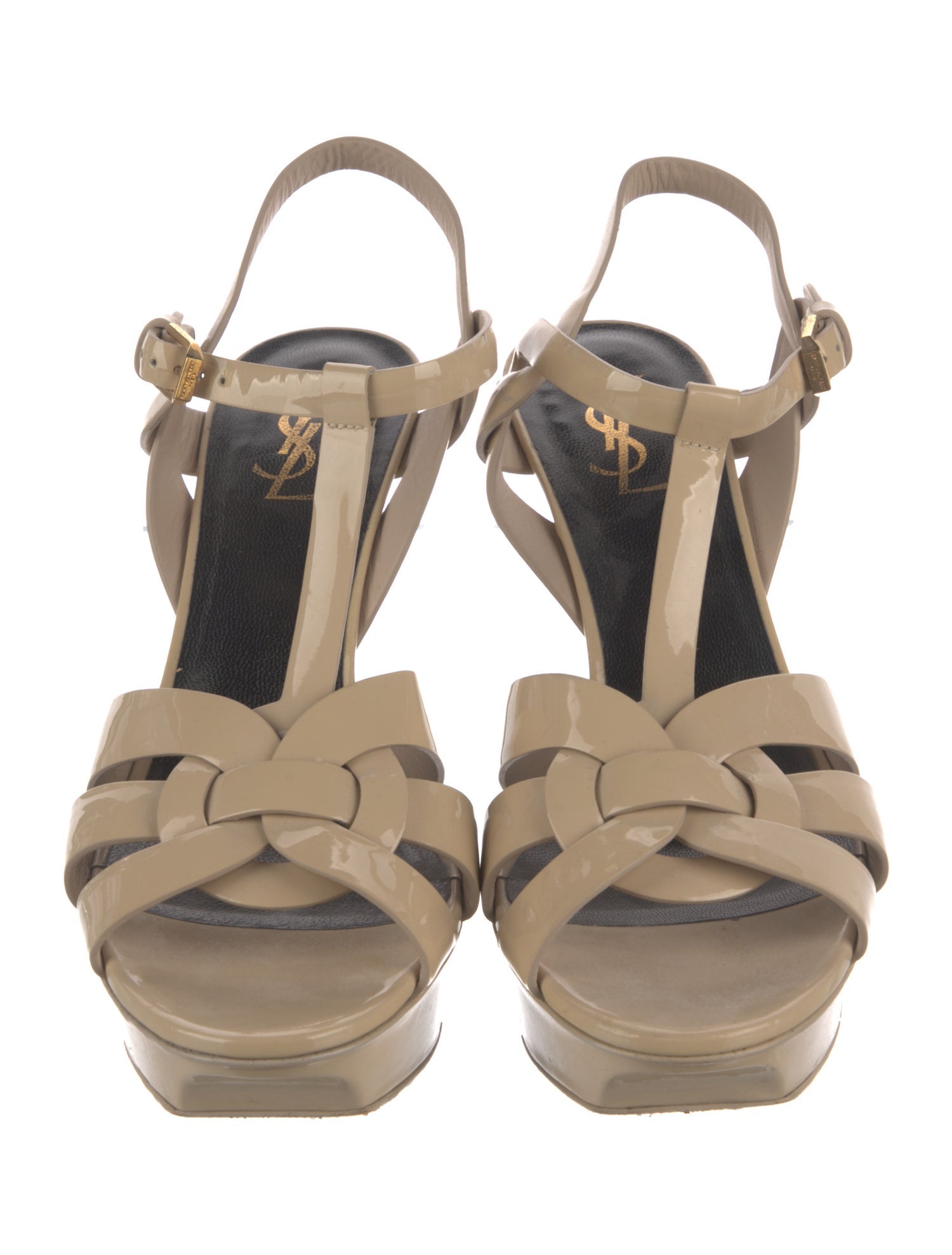 Saint Laurent Patent Leather T-Strap Sandals
