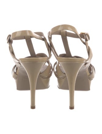 Saint Laurent Patent Leather T-Strap Sandals