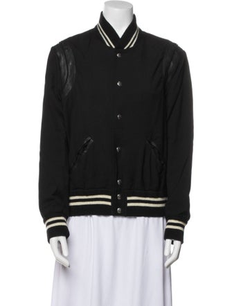 Saint Laurent Virgin Wool Striped Bomber Jacket