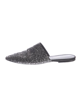 Saint Laurent Leather Glitter Accents Mules