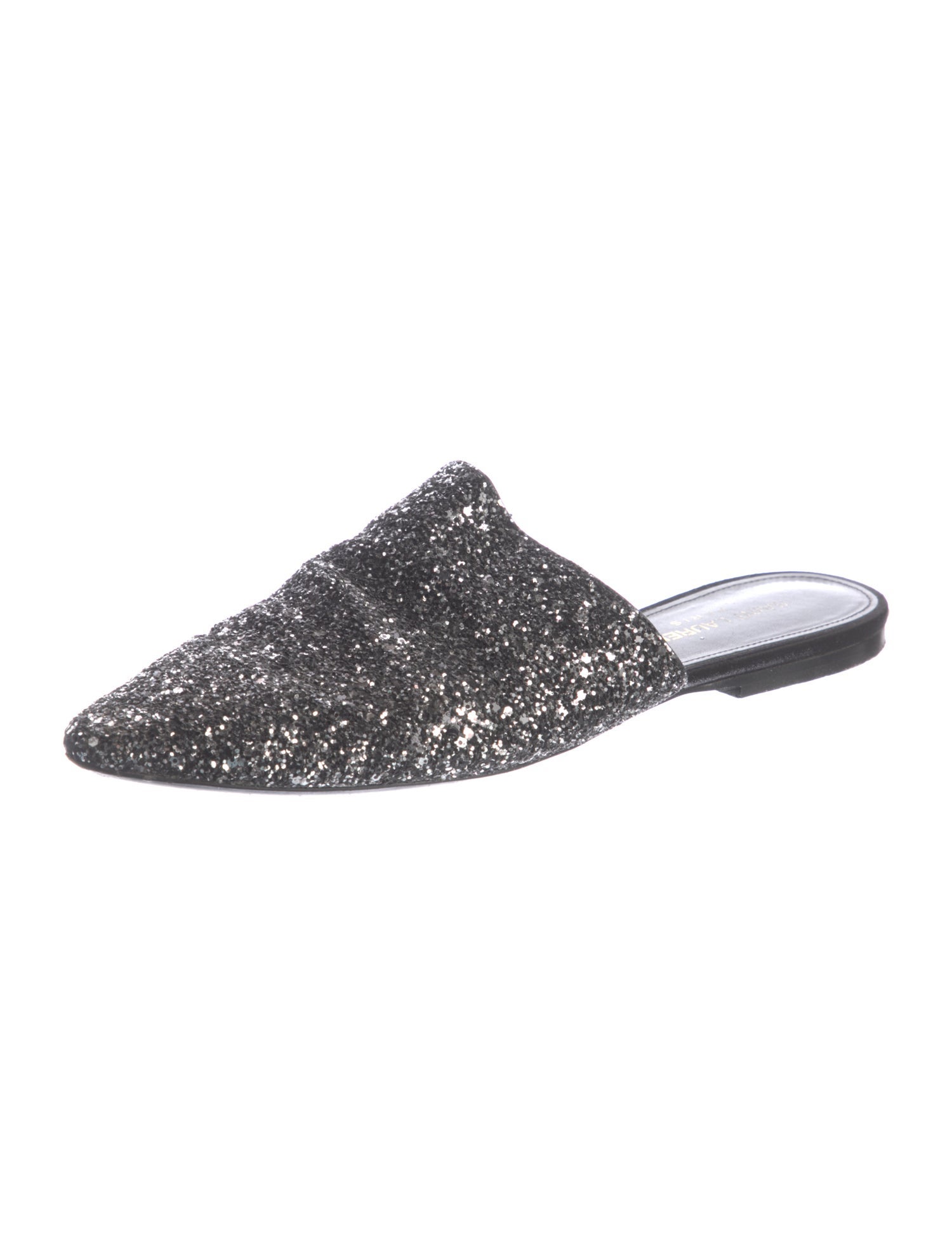 Saint Laurent Leather Glitter Accents Mules