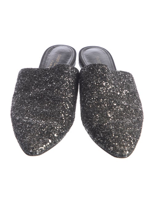 Saint Laurent Leather Glitter Accents Mules