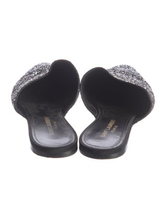 Saint Laurent Leather Glitter Accents Mules