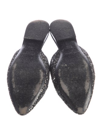 Saint Laurent Leather Glitter Accents Mules