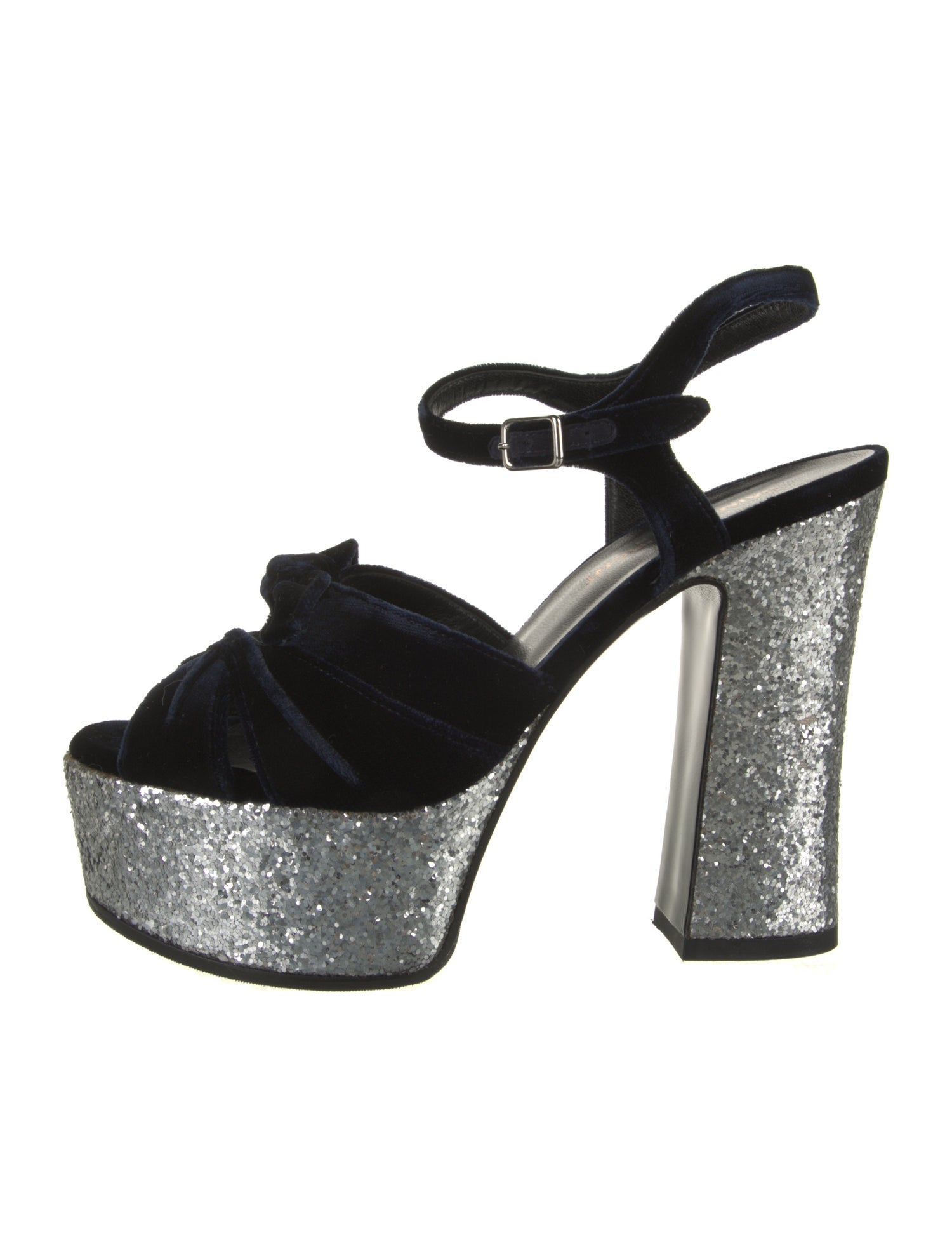 Saint Laurent Velvet Glitter Accents Sandals