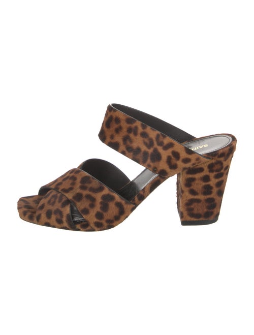 Saint Laurent Calf Hair Animal Print Slides
