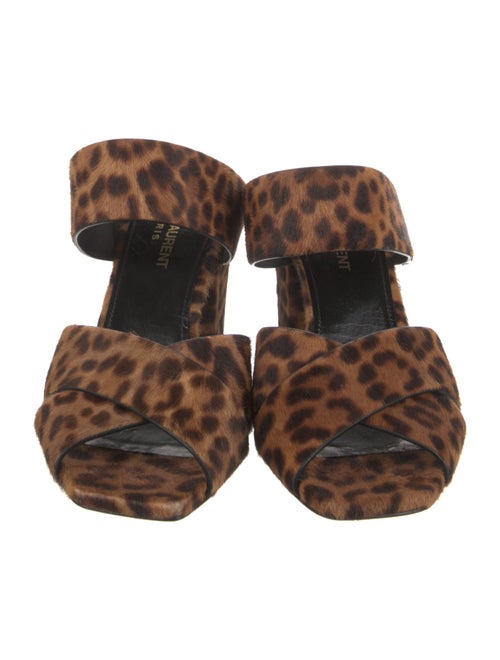 Saint Laurent Calf Hair Animal Print Slides