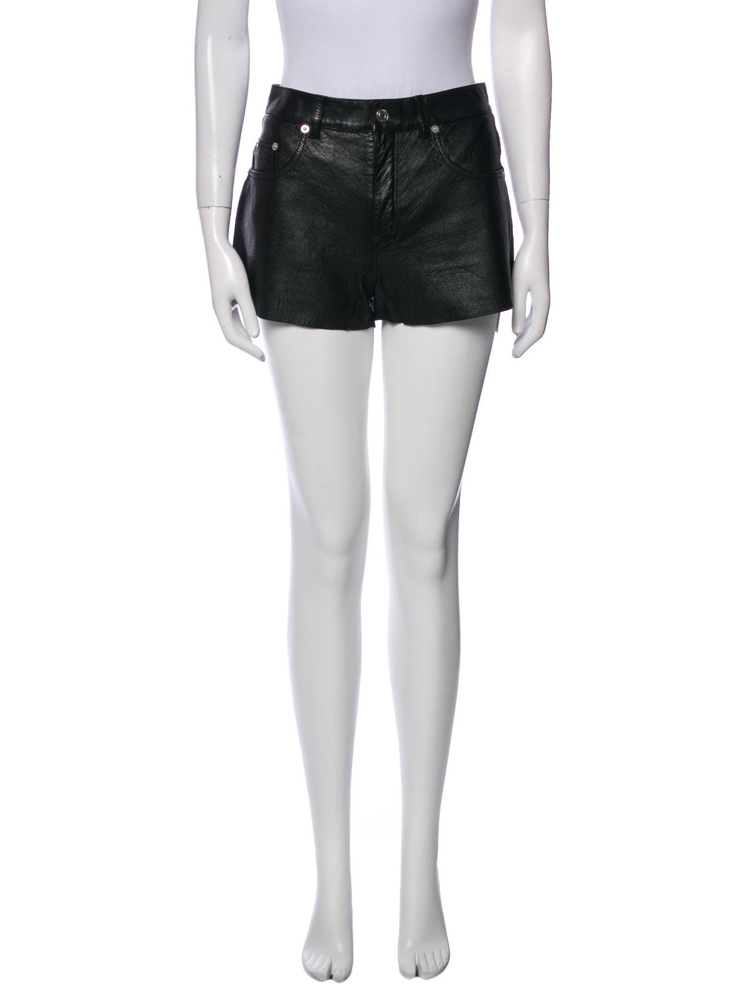 Saint Laurent Leather Mini Shorts