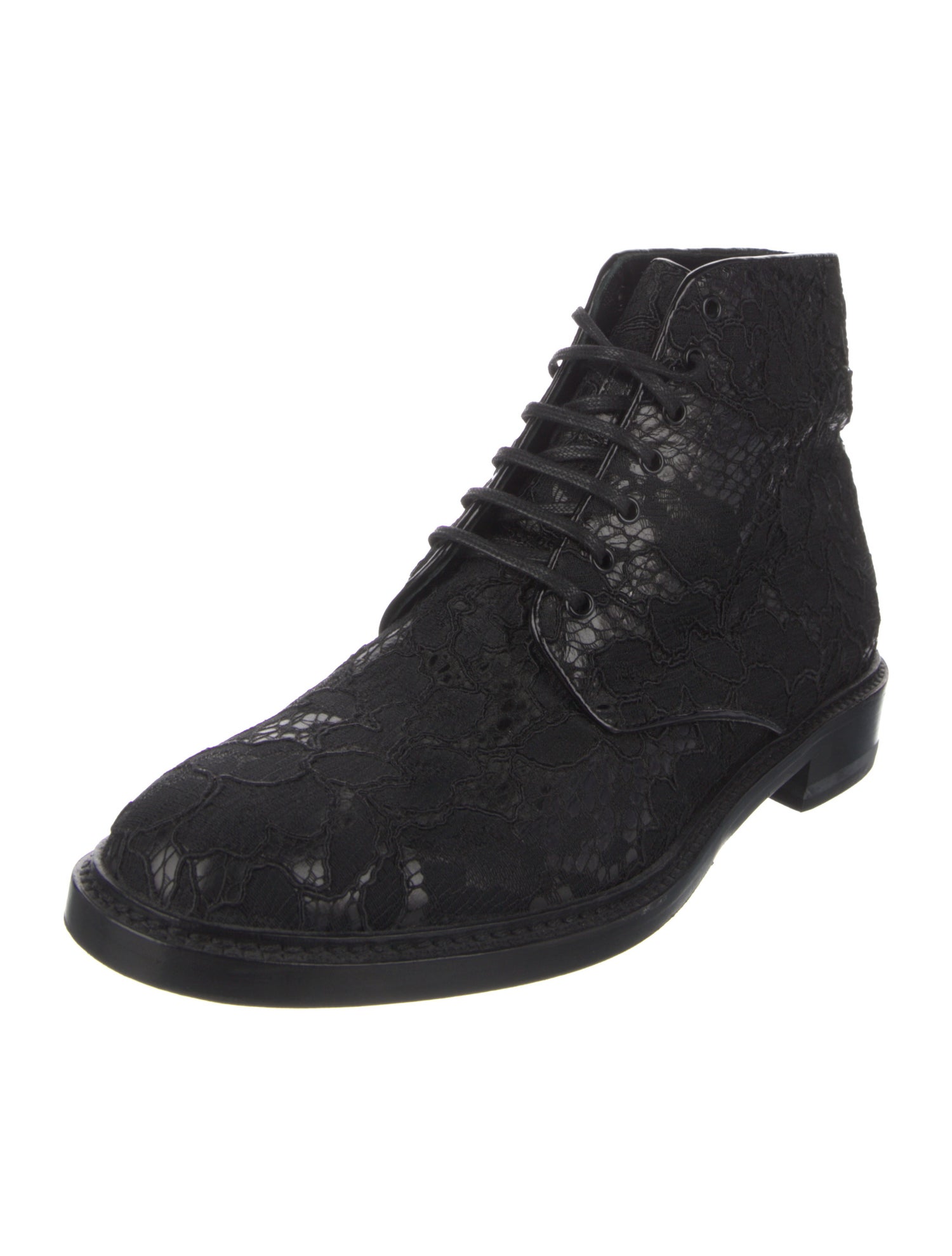 Saint Laurent Lace Lace Trim Embellishment Combat Boots