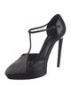 Saint Laurent Leather Studded Accents T-Strap Pumps