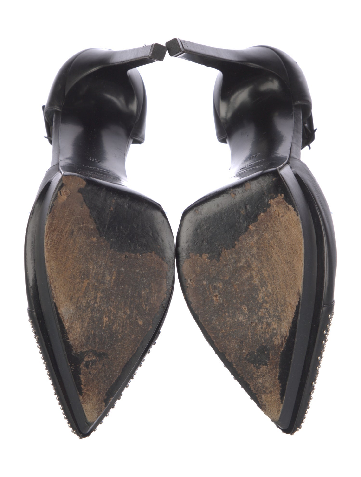 Saint Laurent Leather Studded Accents T-Strap Pumps