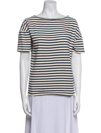 Saint Laurent Striped Bateau Neckline T-Shirt