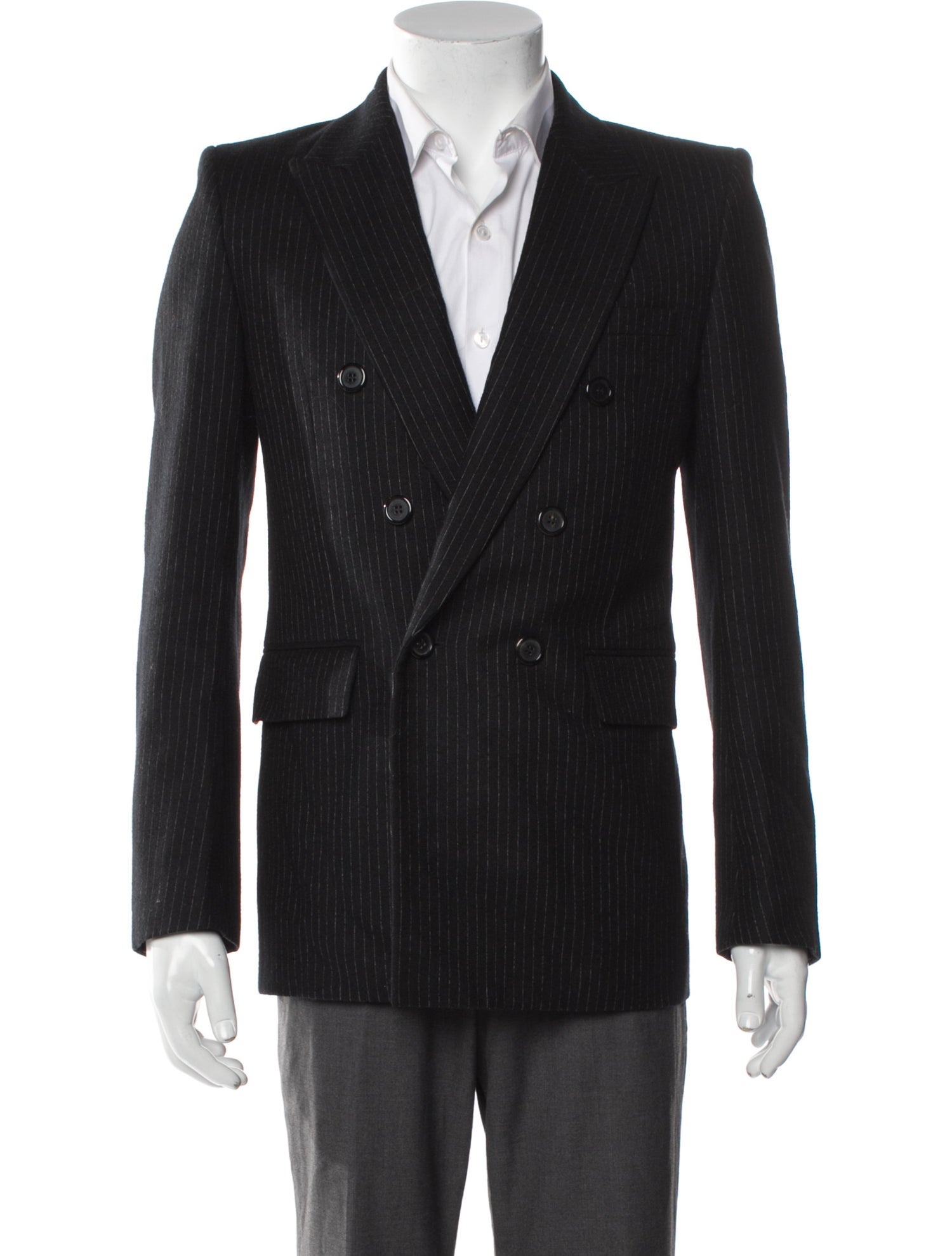 Saint Laurent Double Breasted Pinstripe Blazer