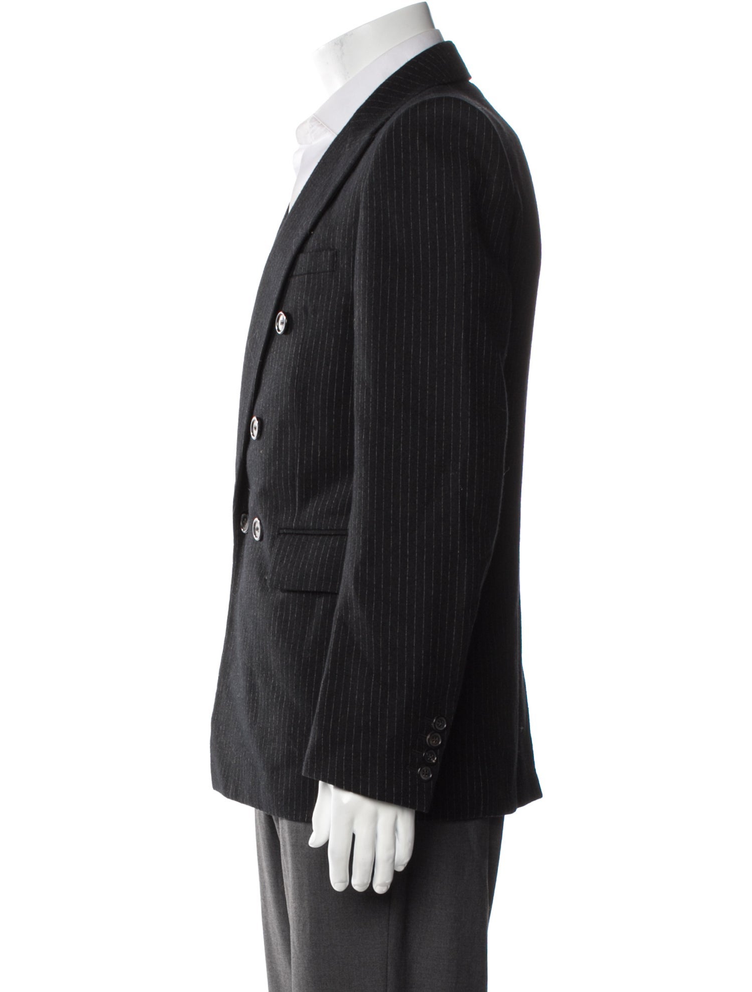 Saint Laurent Double Breasted Pinstripe Blazer