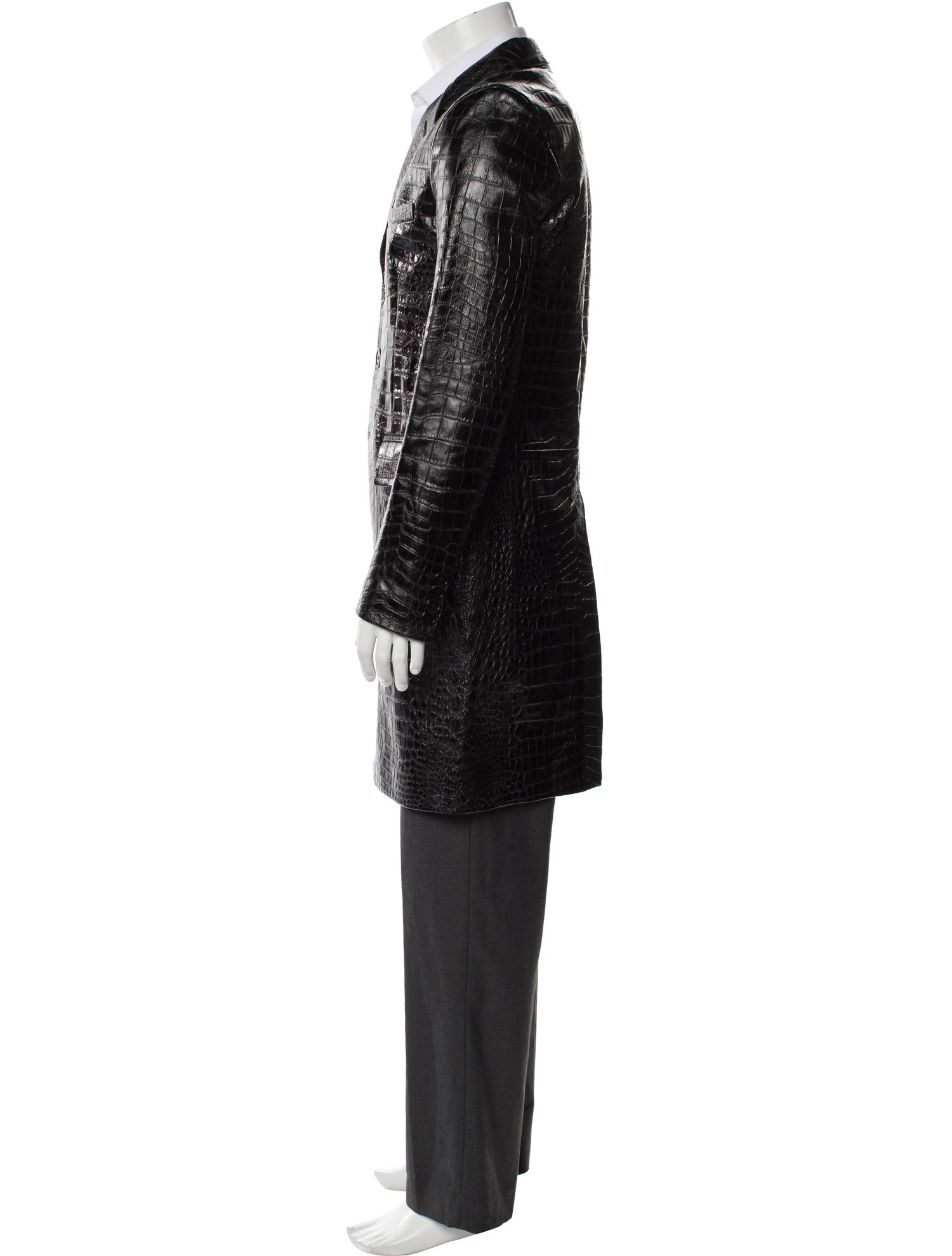Saint Laurent 2015 'Paris Sessions' Embossed Leather Overcoat