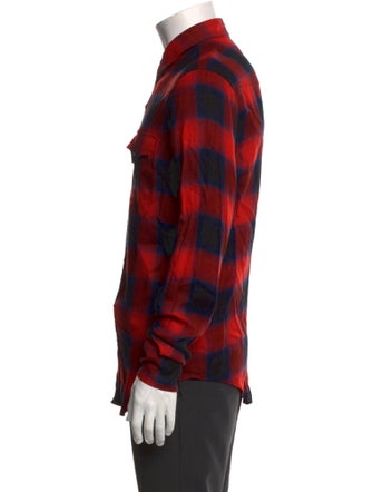 Saint Laurent Plaid Print Long Sleeve Shirt