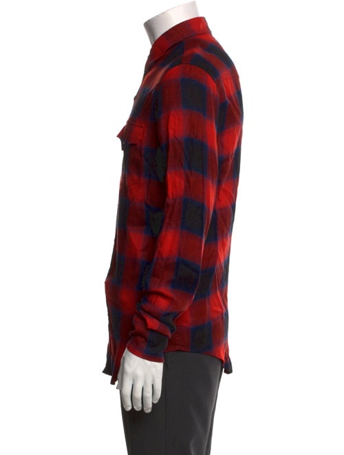 Saint Laurent Plaid Print Long Sleeve Shirt