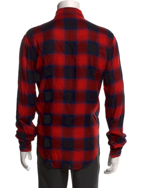Saint Laurent Plaid Print Long Sleeve Shirt